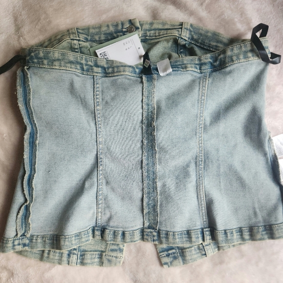 H&M denim bandeau/strapless top sz L BNWT - Picture 6 of 15